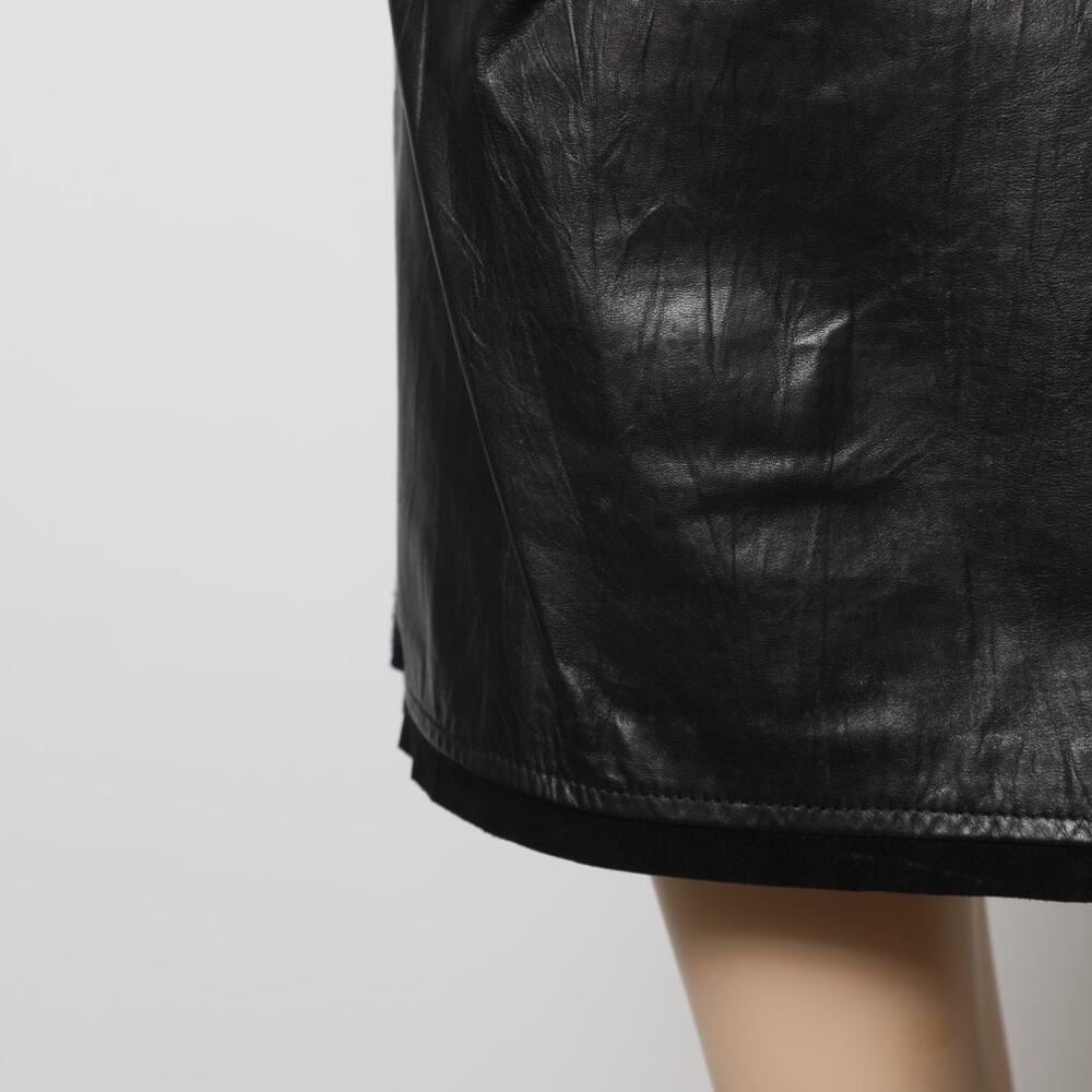 DIANE VON FURSTENBERG Black Leather Mini Sheath Della Dress w/ Side Tie Belt - Picture 7 of 9
